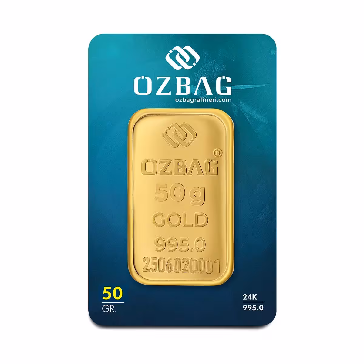 24 Ayar 50 gr 995 Özbağ Külçe Altın